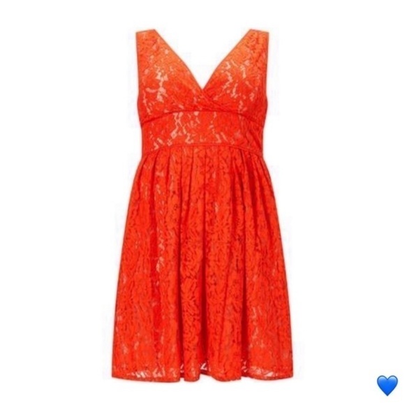 Adrianna Papell Dress Women's Size 20 Orange Lace V-Neck Sleeveless Formal New - Picture 10 of 10